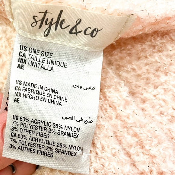 NWT Style & Co Rib Solid Scarf with Lurex Metallic - Pink - Picture 2 of 2